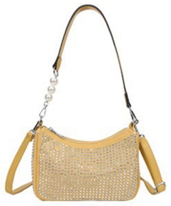 Bling bag with exchangeable pearl strap ZS-9034 YELLOW